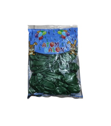 toptan atom metalik balon koyu yeşil 12 inç 100 lü