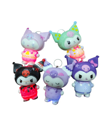 toptan oyuncak ışıklı anahtarlık kuromi 12 li akz15275